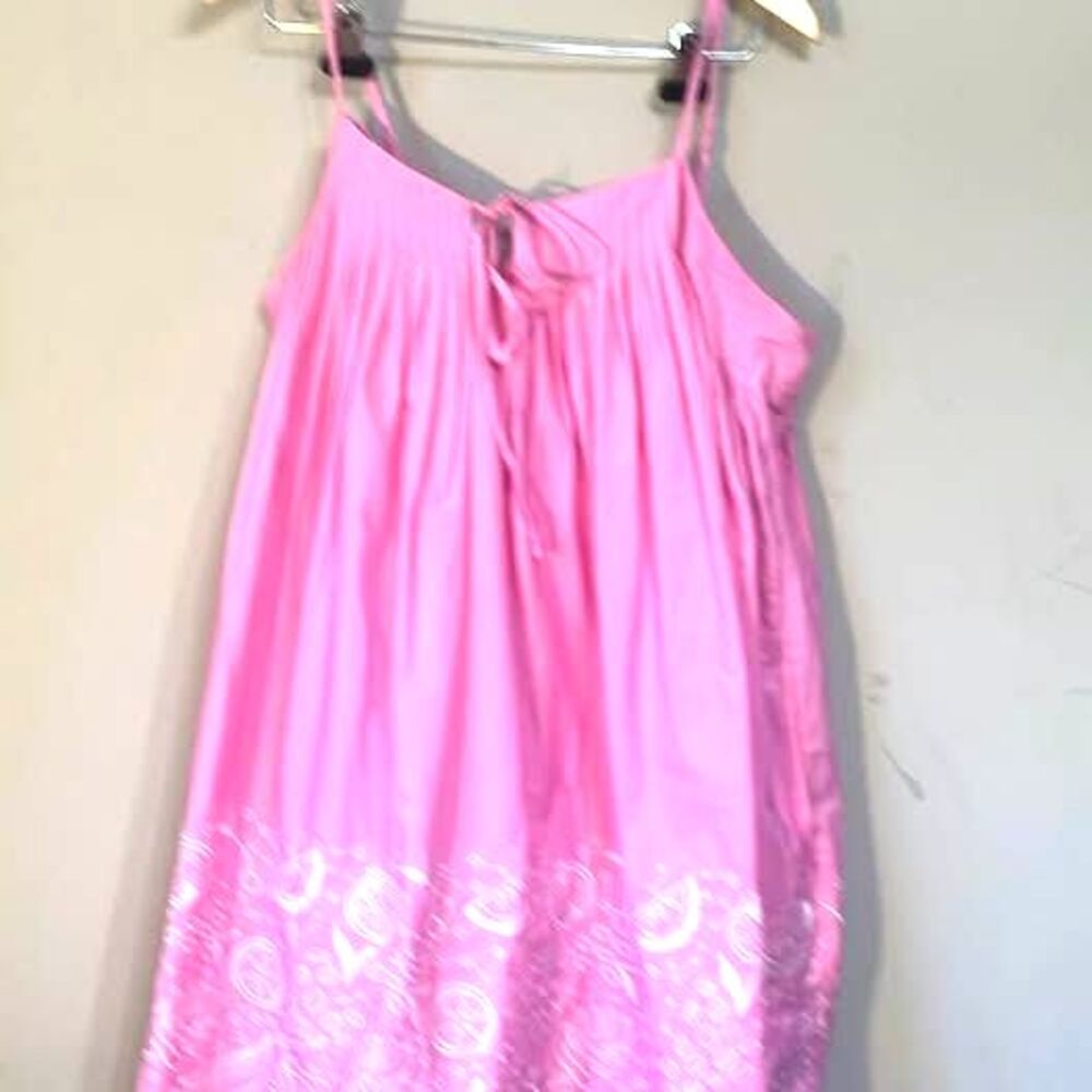 Free Assembly Women's Sz L Pink Pintuck Adjustable Strap Embroidered Mini Dress